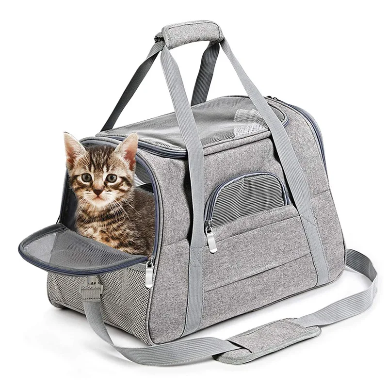 

Pet With Bag Locking Travel Breathable For Zippers Pets Handbag Dog Cat Carriers Safety Portable Softl Bag Transport Foldable