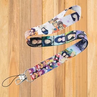 a0342 anime card cases lanyard key lanyard cosplay badge id cards holders neck straps keychains mobile phone accessories