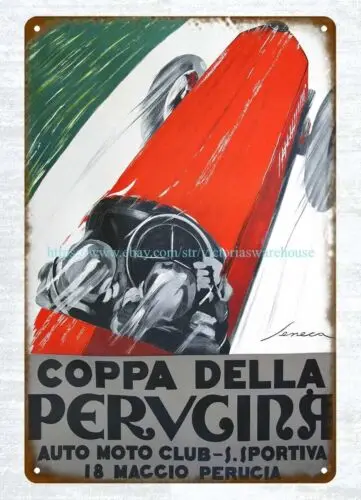 Фото 1p,60 COPPA DELLA PERUGINA AUTOMOBILE металлическая жестяная вывеска для кровати, настенный декор №1
