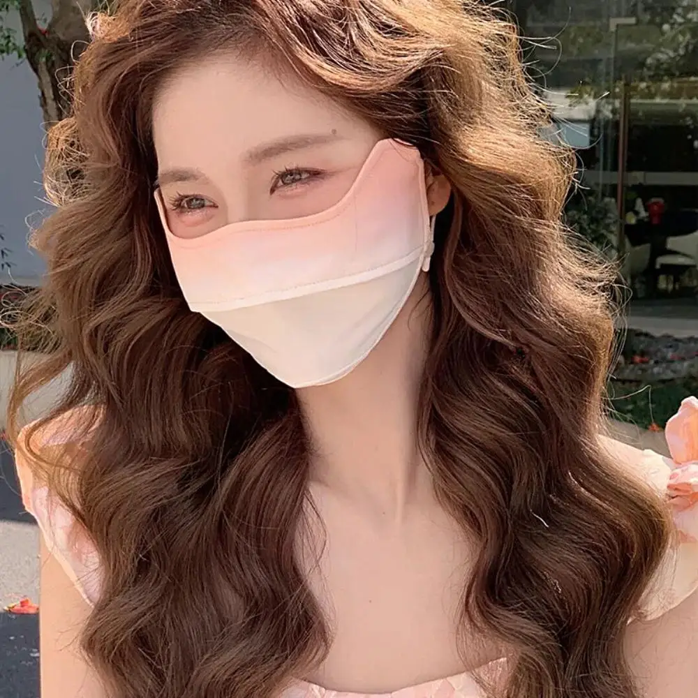 

Outdoor Sunscreen Face Mask Female Balaclava Cycling Anti UV Mask Summer Ice Silk Mask Women Small Appearance Face Solid Mask
