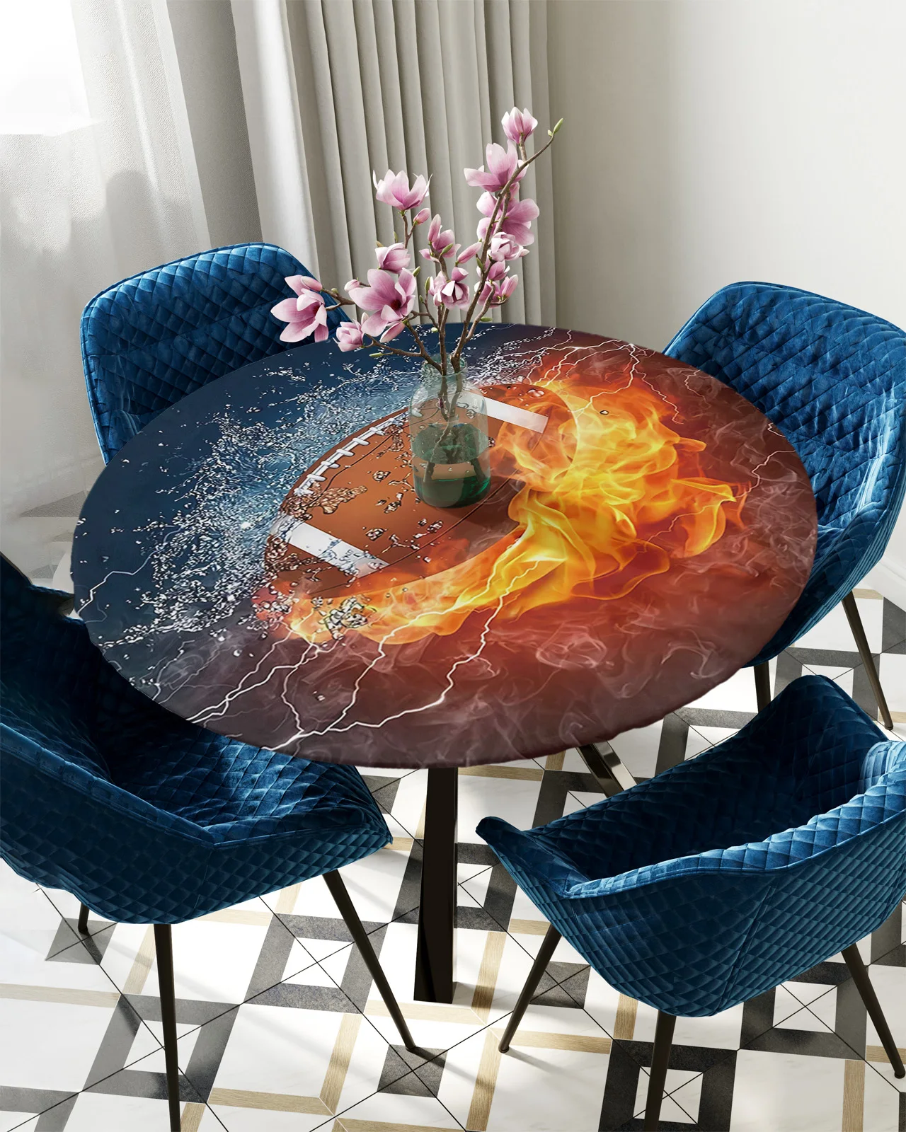 Waterproof Elastic Tablecloth For Kitchen Table Cloth Home Decoration
