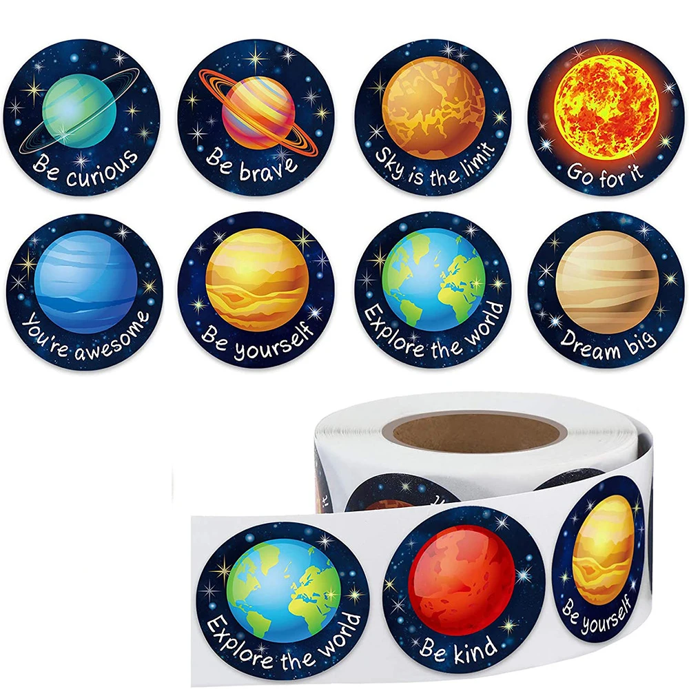 

50-500Pcs Children Reward Stickers Cute Space Planet Label Teacher Supplies DIY Scrapbooking Decoration Stationery Stickers