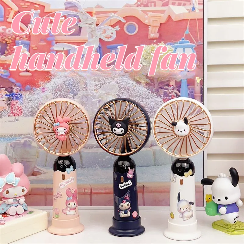 

Sanrio Kawaii Hello Kitty Cinnamoroll Kuromi Small Fan Cartoon Style Summer Handheld Fan Students Portable Cute Electric Fan