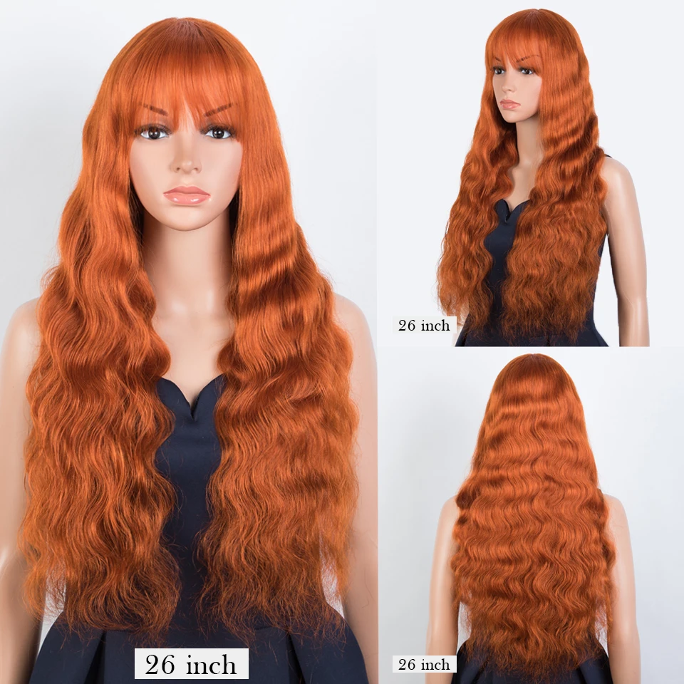 Дебютные длинные волнистые человеческие волосы парики с челкой короткие без