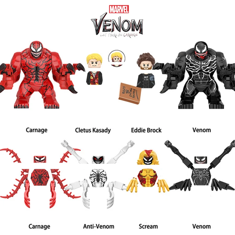 

New Marvel Venom Carnage Figures Eddie Brock Kasady Super Hero Avengers Building Blocks Figures Bricks Toys Kid Gift