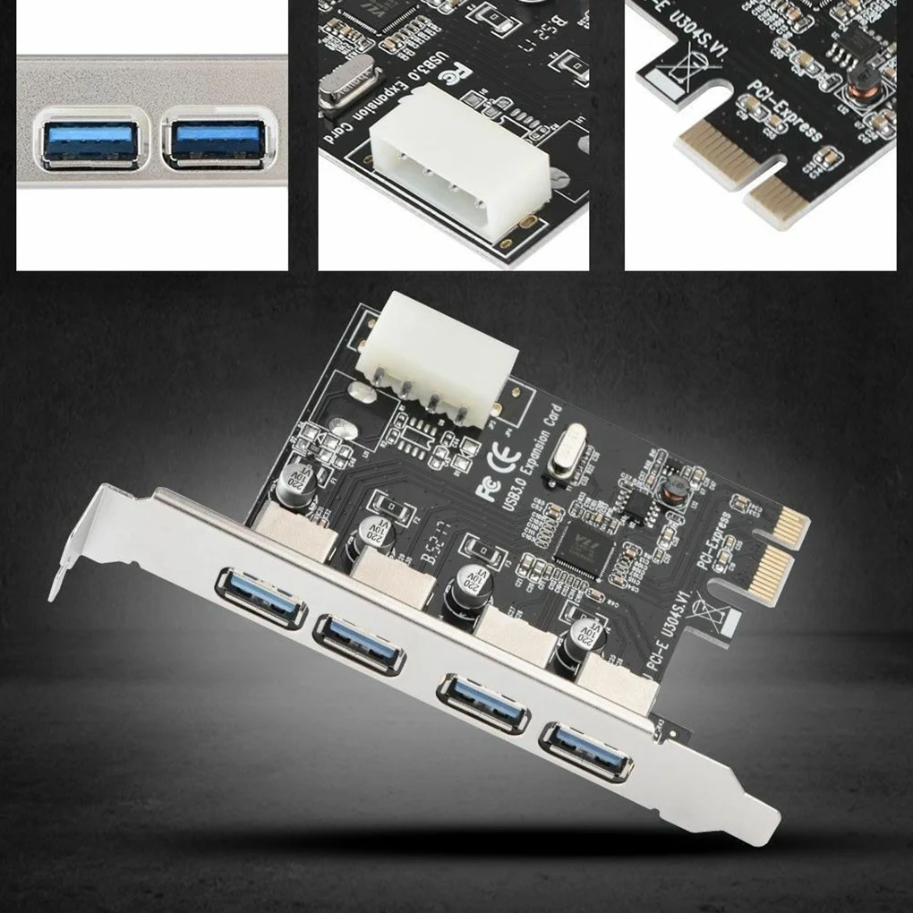 

4-портовый PCI-E на USB 3 0 HUB PCI Express, адаптер расширения, скорость 5 Гбит/с, с драйвером CD, Компьютерный Аксессуар для настольного компьютера