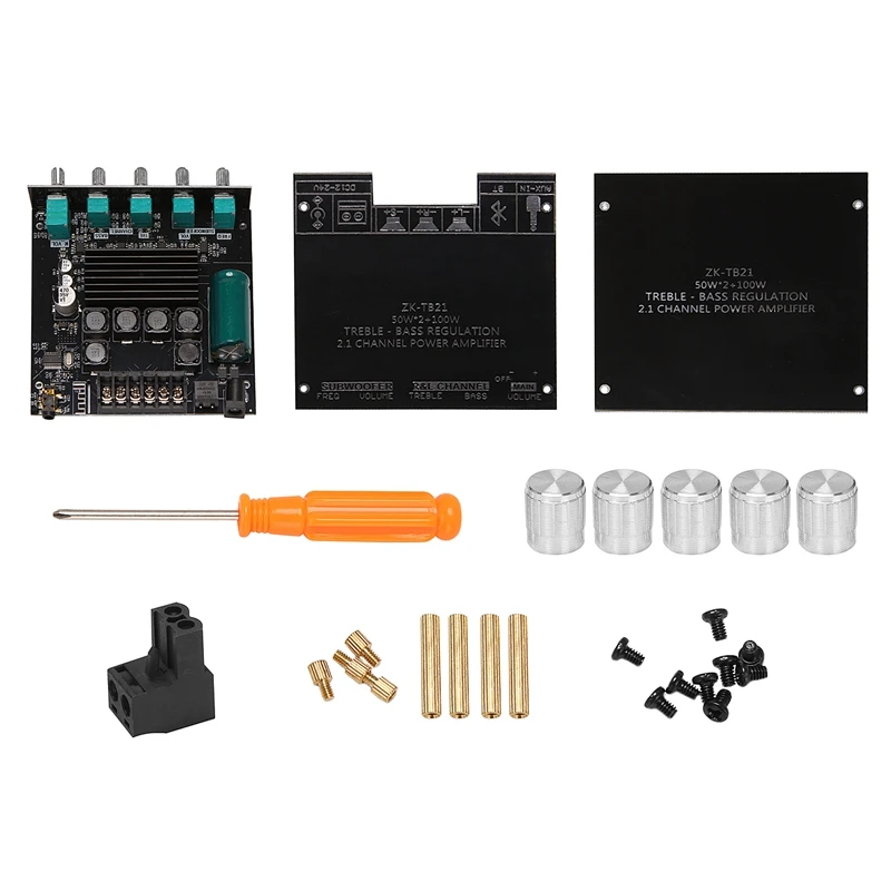 

ZK-TB21 TPA3116D2 Bluetooth 5.0 Subwoofer Amplifier Board 50WX2+100W 2.1 Channel Power Audio Stereo Amplifier Board