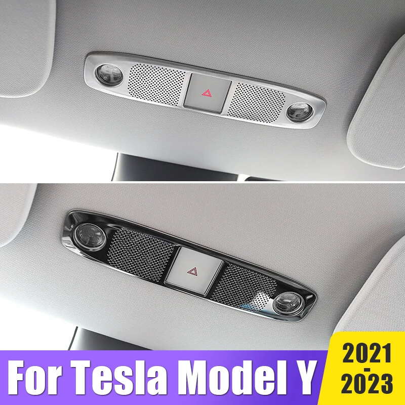 

Stainless Steel Car Reading Light Audio Tweeter Speaker Cover Trim Sticker For Tesla Model Y ModelY 2021 2022 2023 Accessories