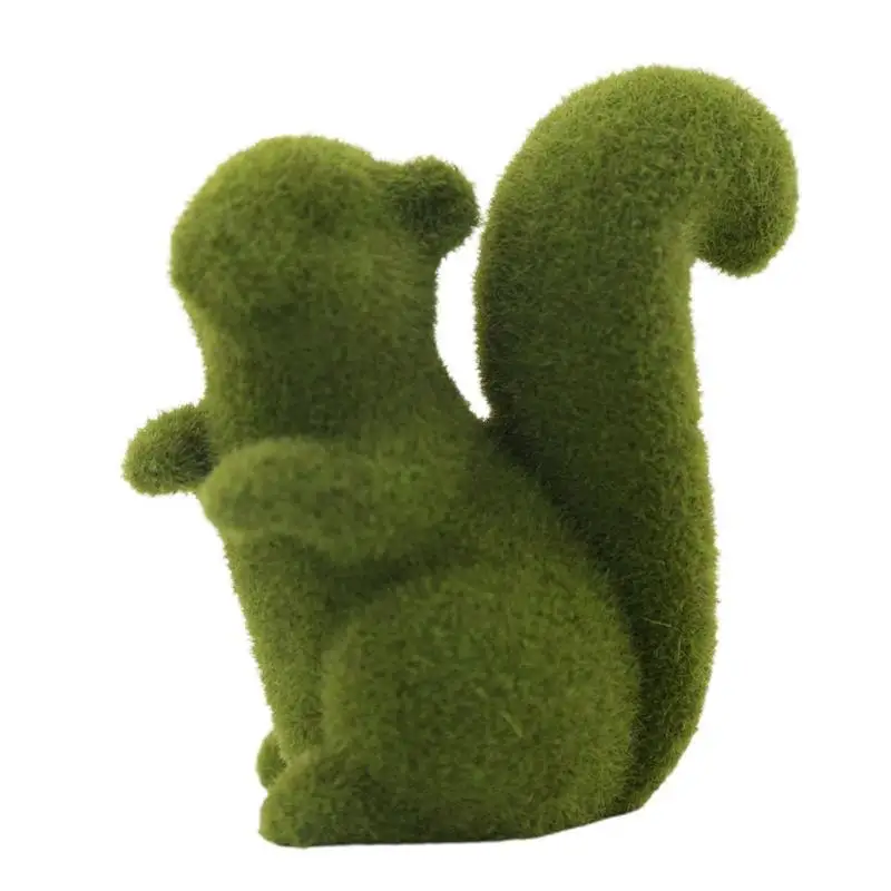 

Squirrel Moss Figurine Creative Moss Flocked Squirrel Sculpture For Garden Decorations Furry Flocked Turf Grass Squirrel Statue