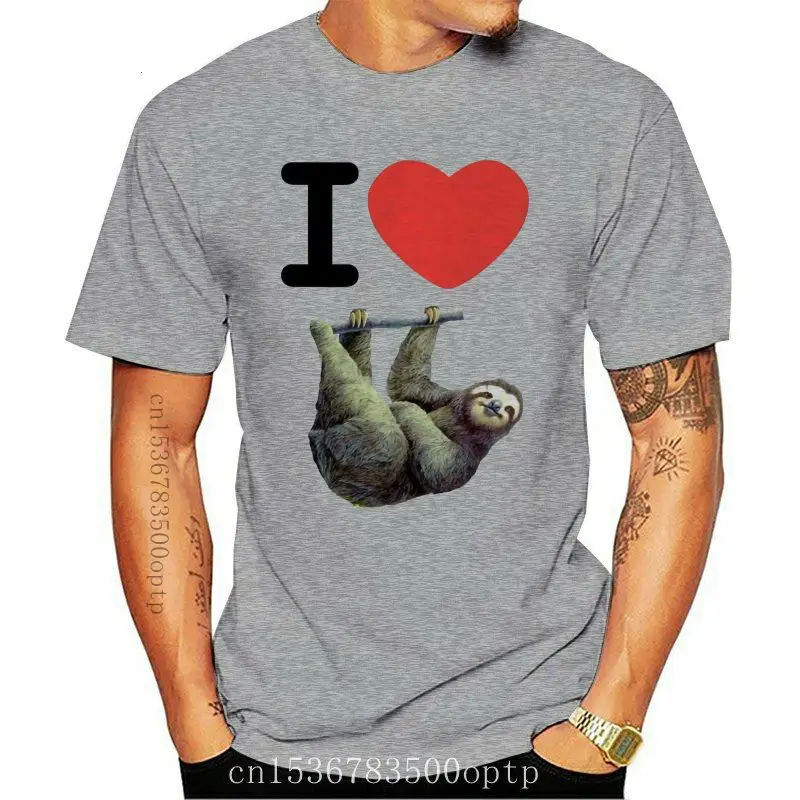 

Camiseta con estampado de "I Love Sloth", ropa informal de manga corta, cómoda, novedad, regalo, 2021