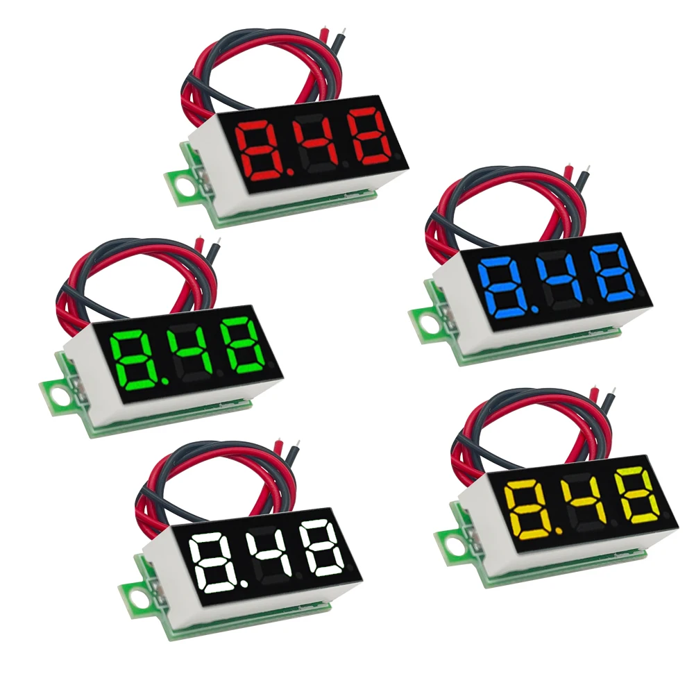 

0.28-inch DC LED digital voltmeter 0-100V voltmeter for automotive mobile power supply voltage tester 12V red green blue yellow