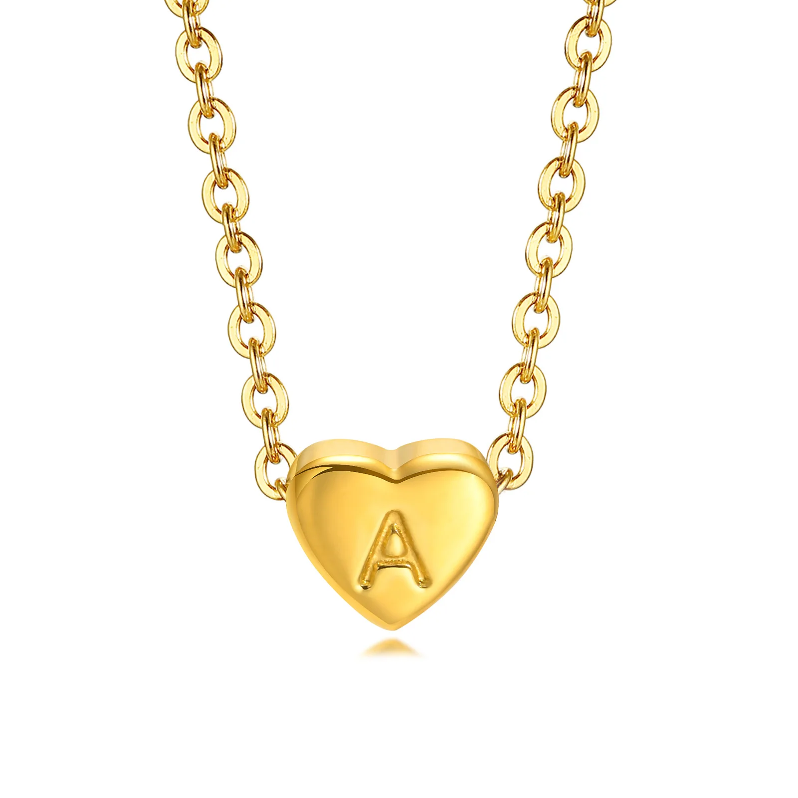 

Tinny Heart Initial Letter Necklace for Women, Stainless Steel Minimal Alphabet Necklace Stamped Jewelry