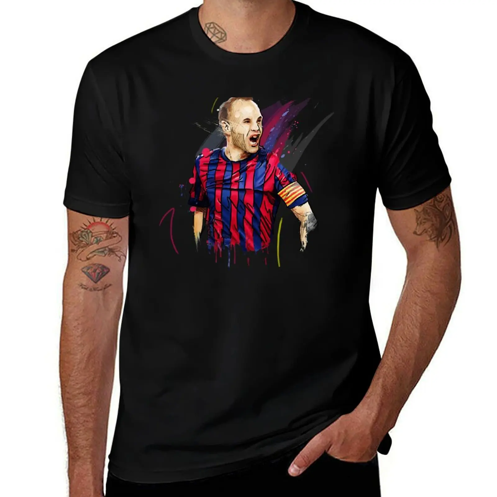 Фото Классическая футболка Iniesta с коротким рукавом для больших размеров №1
