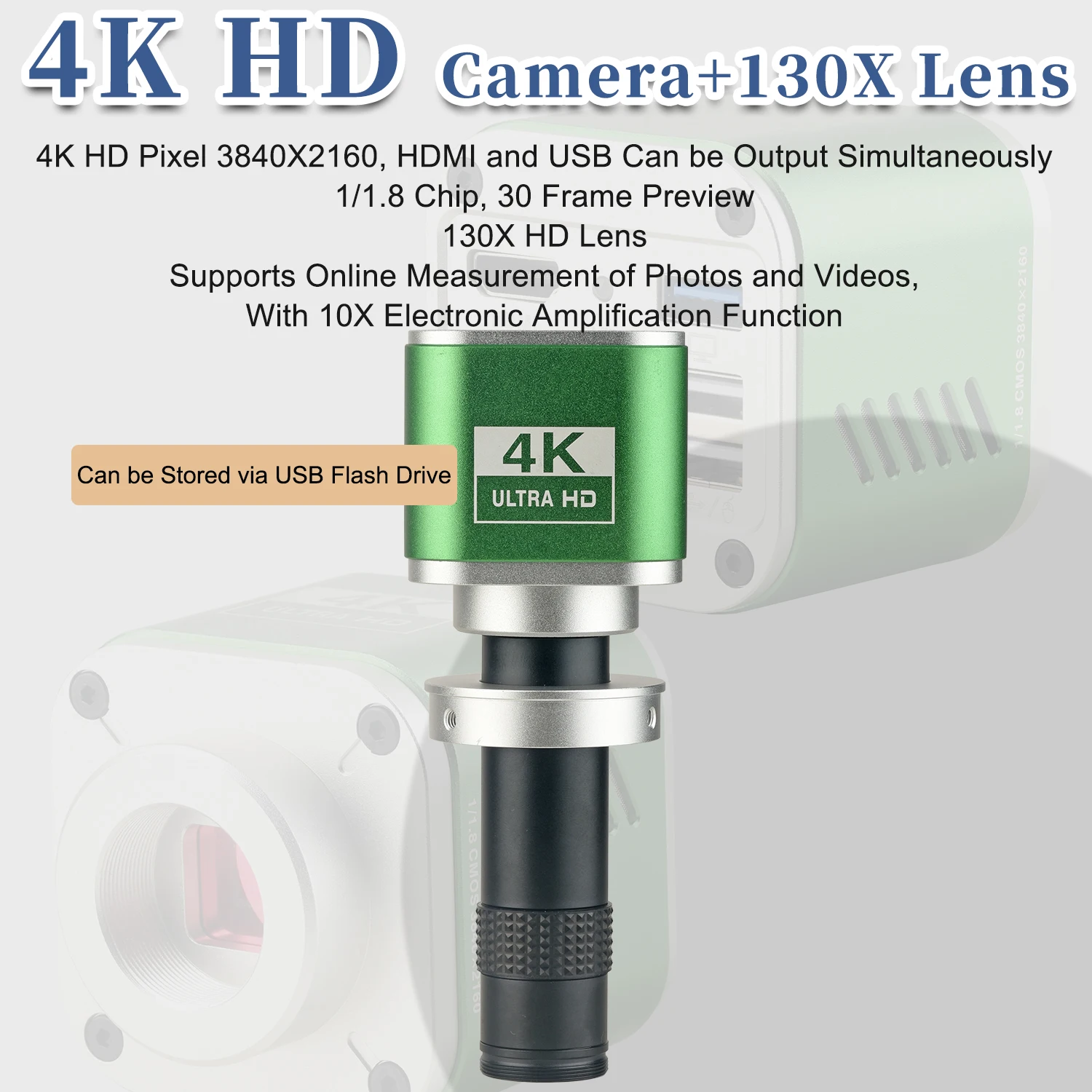 

KOPPACE 4k HD Industrial Camera HDMI/USB Synchronous Output of 8.3 Million Pixels 130X Lens