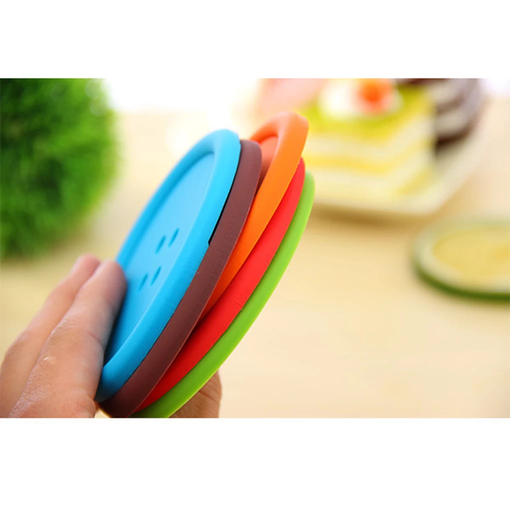 

New Style 2pcs Placemat Button Shape PVC Heat Insulation Adiabatic Cup Bowl Mat Potholder
