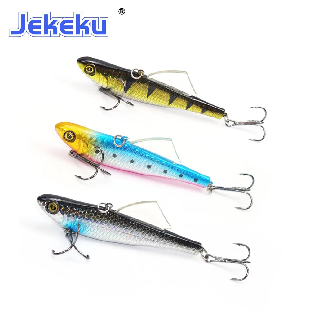 

JEKEKU 1pc NEW Model VIB Fishing Lure 85mm 18.5g Hard Bait with Ball and 2 Treble Hooks High Quality Wobblers Minnow Lure
