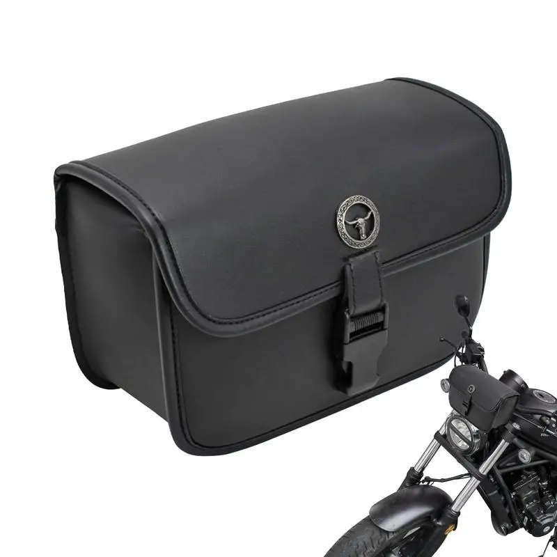 

Motorcycle Head Bag PU Leather Motorcycle Travel Pouch Motorcycle Storage Bag For Handlebars Cavity Stems Front Forks Side Racks