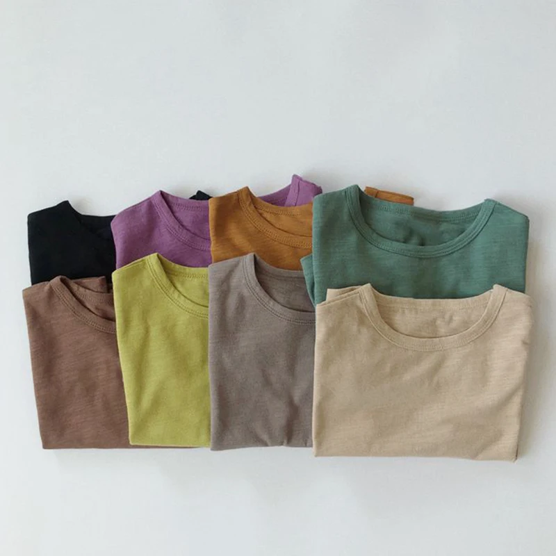 Летняя майка для младенцев и детей однотонная хлопковая футболка без рукавов