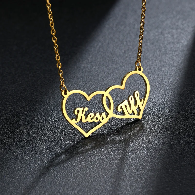 Индивидуальное ожерелье из нержавеющей стали с именем на заказ двумя