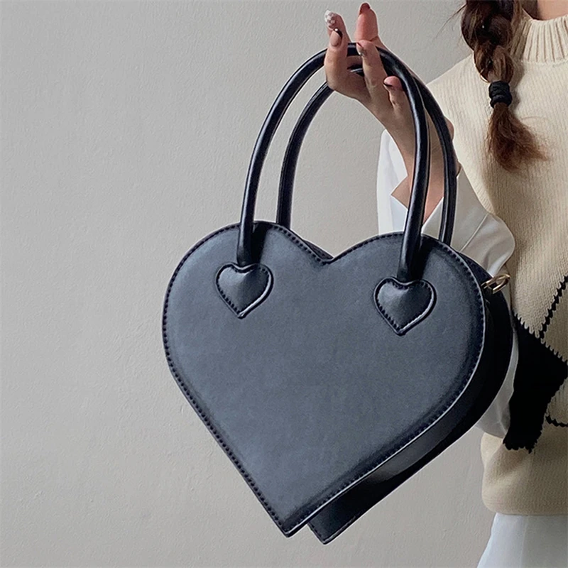 

Vintage Cool Girls Love Heart Shoulder Bags Fashion Women Black Small Tote Crossbody Bag Retro Design Female Purse Handbags