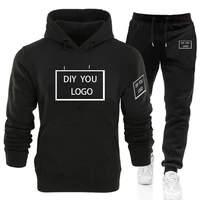2022 mens custom logo hoodies tracksuit hooded set solid printed sweater sports leisure outdoor suit dropshipping and wholesale