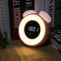 multifunction intelligent sensor mushroom shaped led night light bedside lamp with digital alarm clock for home decor