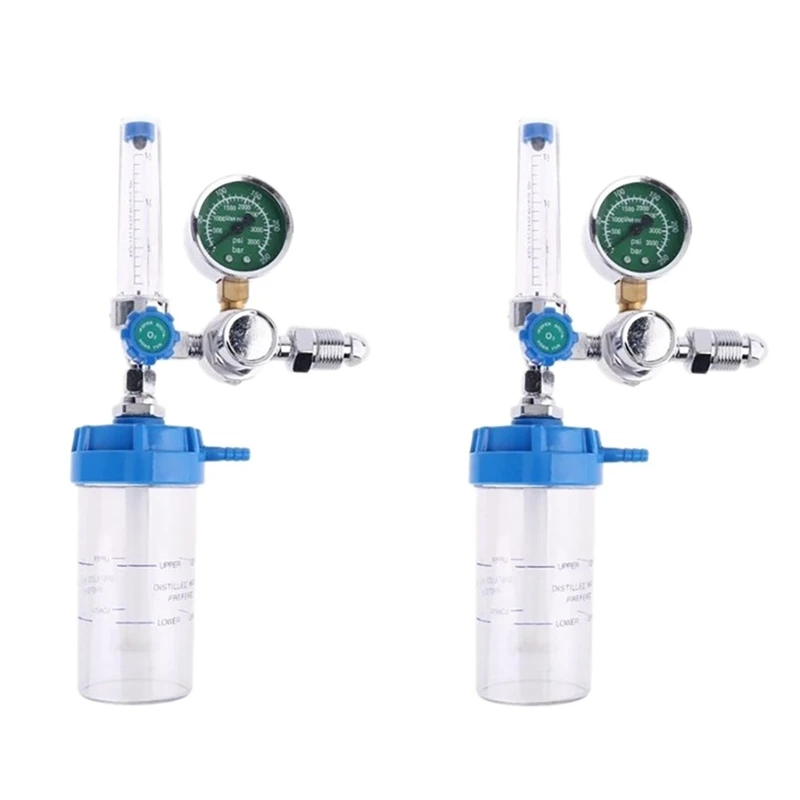 

2Pcs Oxygen Pressure Regulator Inhalator Gauge Pressure Reducing Valve G5/8 Inch Flow Meter Absorber Buoy Type Inhalator