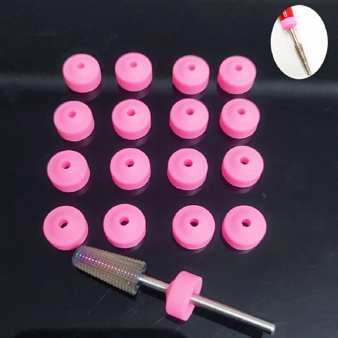 

16 Pcs Anti-dust Caps for Nail Drill Bits Pink Dust Collector Plastic Cap Nail Art Tools Drill Dust Stopper Nail Art Cleaner