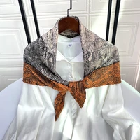 2022 spring french retro new wrinkled twill scarf elegant sense to wear silk scarf orange shawl
