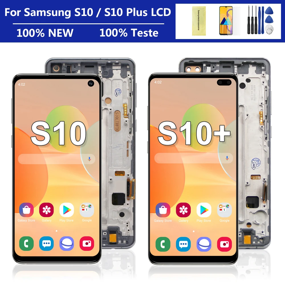 100% Tested S10 Plus LCD with frame for SAMSUNG Galaxy S10 G973 G973F/DS Display Touch Screen Digitizer For Samsung S10+ G9750 enlarge