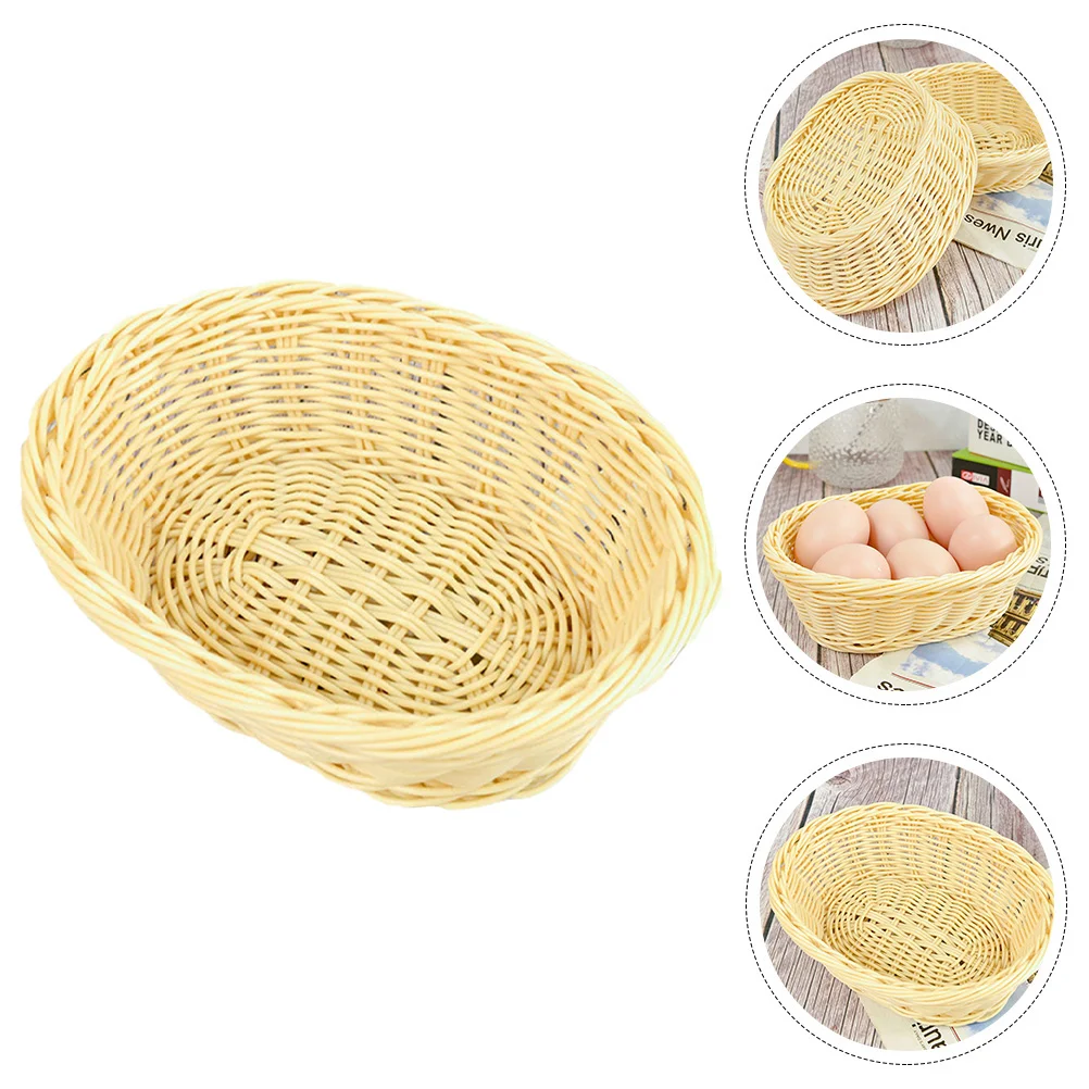 

Basket Tray Rattan Bread Serving Wicker Fruit Woven Easter Egg Vegetable Candy Paper Plate Holder Snack Gift Picnic Storage