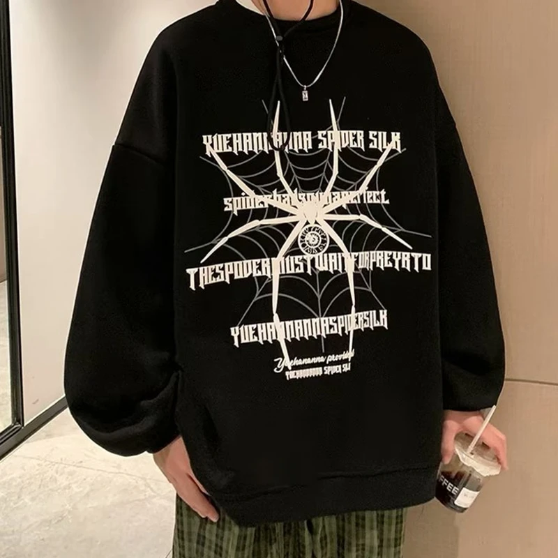 

Grunge Y2k Hoodie Spider Print Hoodies Vintage Man Women American Retro Streetwear Hip Hop Oversized Sweatshirt Couple Clothes