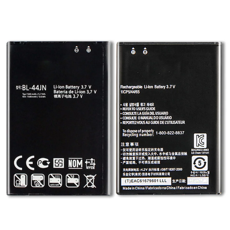 

BL-44JN Аккумулятор для Optimus Zone E400 Optimus L3 E400 L5 E612 EAC61679601 P970 E510 LGE510 P690 E730 1500mAh BL 44JN + трек-код