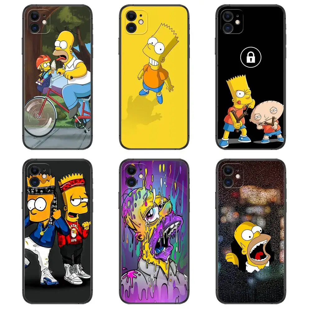 

simpsons Black TPU phone Case For IPhone 13 12 11 Pro Max Mini SE XR X XS Max 8Plus 7plus 6 6S New Shell phone Case