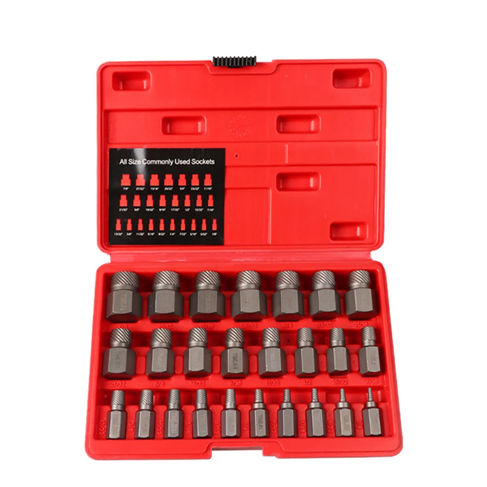 

25PCS Damaged Screw Extractor Kit Chrome Molybdenum Steel Hex Bolt Stud Extractor for Removing Repair Tools Set Screw Extractor