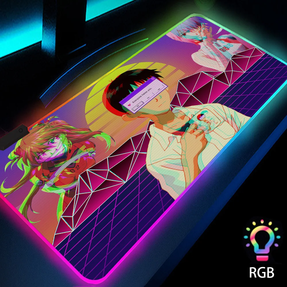

Neon Led Mouse Pad Rgb Anime Carpet Gamer Lamp Gaming Computer Backlit Mat Large Mousepad Pc Playmat Aesthetics Keyboard Mats