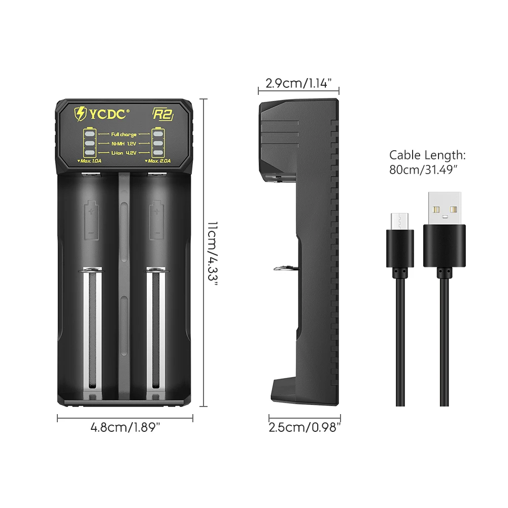 18650 Li-ion Battery 3.7V 5000mAh Rechargeable For Flashlight Torch Toy +18650/Universal With Dual Slot Charger |