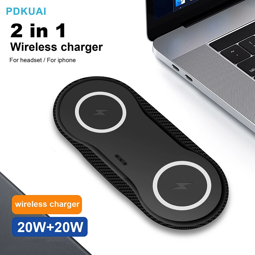 Dual Seat Wireless Charger 2 in 1 40W Fast Charging Pad Quick Chargers for iPhone 14 13 12 11 Pro Max XS XR X 8 Samsung S22 S23