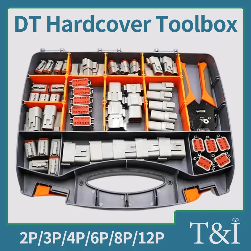 

DT Connector Box Kits Hardcover Toolbox Deutsch Series Waterproof Automobile Plug Terminal DT06-2/3/4/6/8/12S DT04-2/3/4/6/8/12P