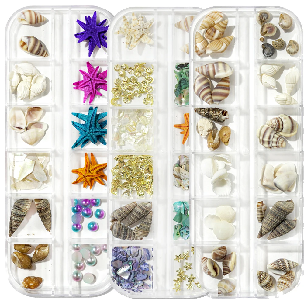 

Summer Nail Art Rhinestones Ocean Nail Charms Shell Starfish Conch Sea Series 3D Seaside Vacation Style Accessories Manicure DIY