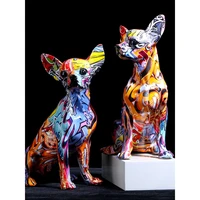 simple creative color bulldog chihuahua dog statue living room ornaments home entrance wine cabinet office decors resin crafts