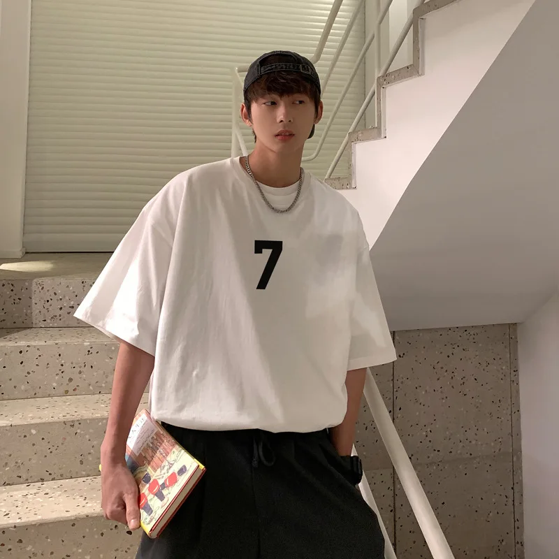 TRSYPHXM 2024 новая американская ретро темно-синяя футболка с маленьким воротником и