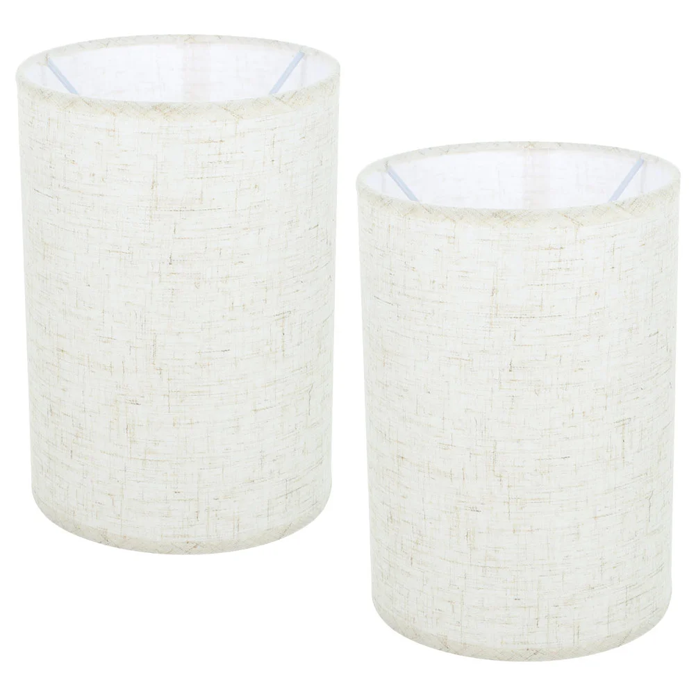 

2 Pcs Linen Lampshade Cloth Shades Cover Wall Barrel Lampshades Floor Replacement Small Round