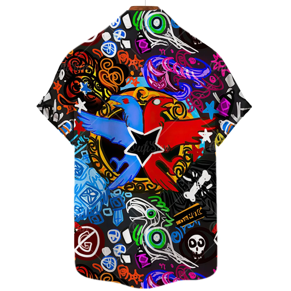 2022 Oversized Men's 3d Print Shirt Short Sleeve Loose Casual Beach Vacation Hawaiian Shirt