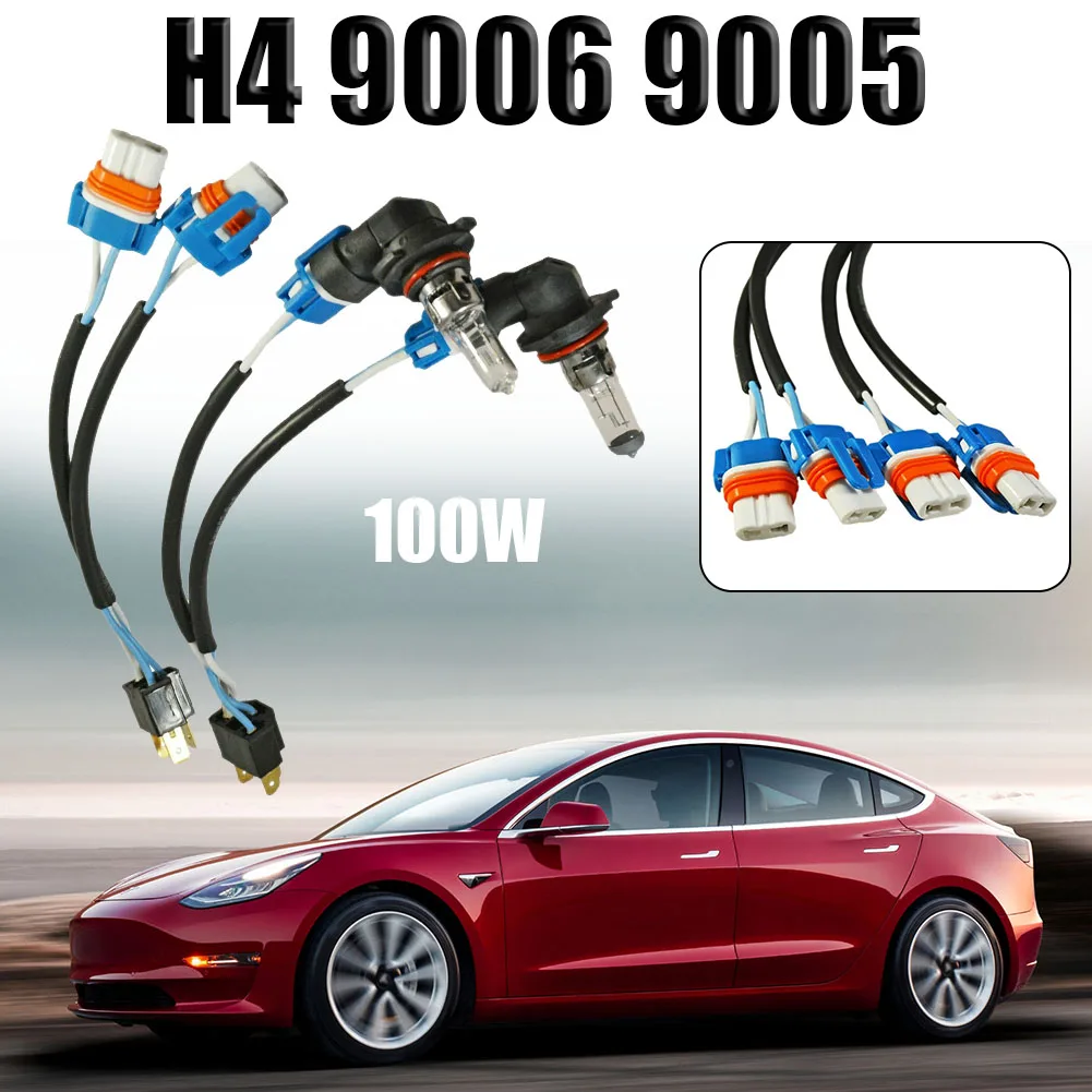 

H4 To 9006 / 9005 Headlight Bulb Conversion Sockets PnP Wiring Harness 100W H490059005CV Direct Replacement Without Bulbs