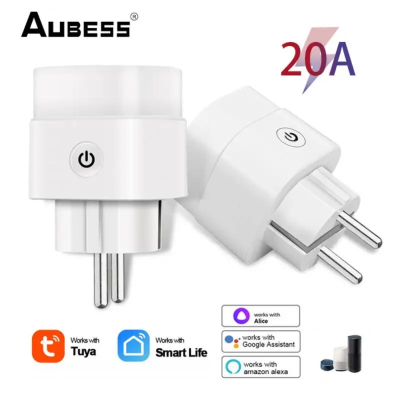 

16A/20A Tuya WIFI Smart Plug EU Timer Socket Fire Retardant Power Monitor Voice Control Work With Alexa Google Home Yandex Alice