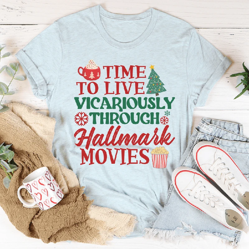 

Rheaclot Time to Live Vicariously Christmas Women's Round Neck Retro Vintage Cotton T-shirt