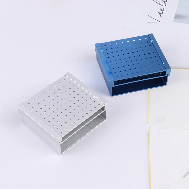 

86 Holes High/low Speed Dental Burs Holder Dental Cleaning Stand Burs Autoclave Sterilizer Case For Oral Care Tools Blue Silver