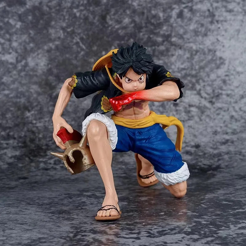 

One Piece Anime Figures Character DT Wano Country GK Blow Second Stop Luffy Kneeling Dog Decoration Boxed Hand Model