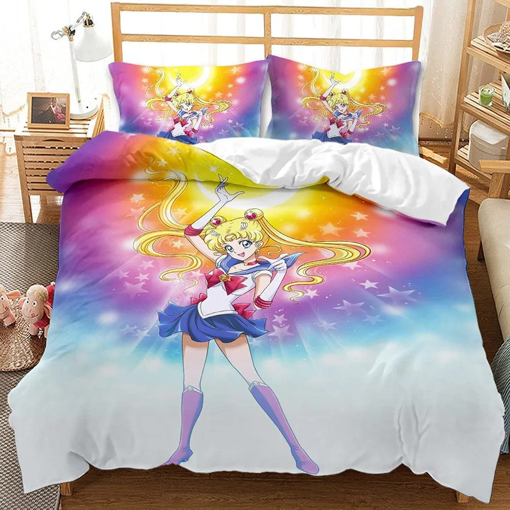 Cartoon S-Sailor-M-Moon Bedding Sets exquisite bed supplies set duvet cover comforter bedding luxury birthday gift